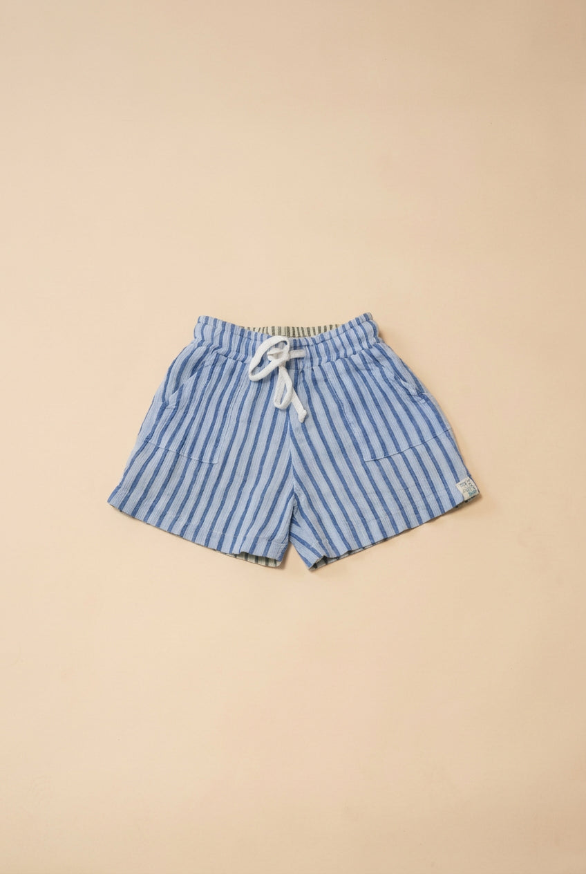 Duke Shorts Olive/Ocean stripe – Reversible (Two shorts in one ) - LOKAL FOLK