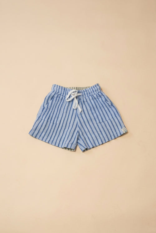 Duke Shorts Olive/Ocean stripe – Reversible (Two shorts in one ) - LOKAL FOLK