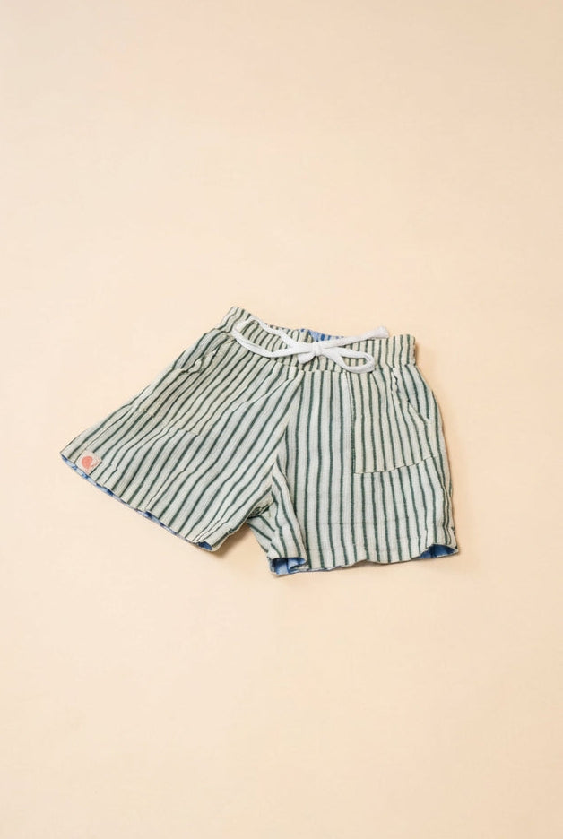 Duke Shorts Olive/Ocean stripe – Reversible (Two shorts in one ) - LOKAL FOLK
