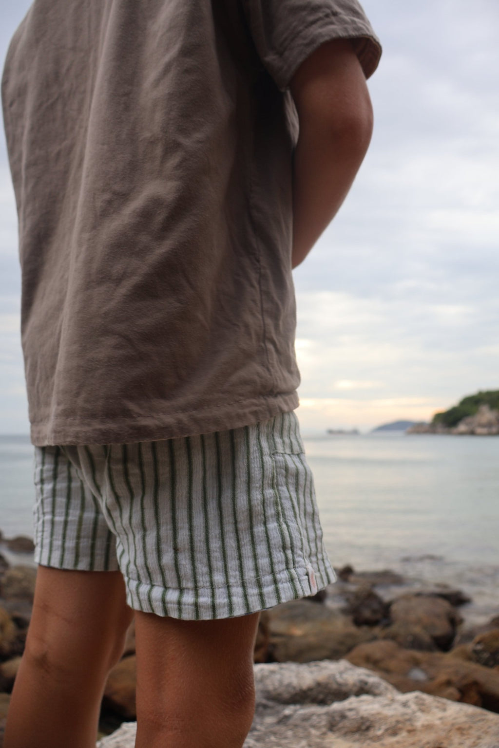 Duke Shorts Olive/Ocean stripe – Reversible (Two shorts in one ) - LOKAL FOLK