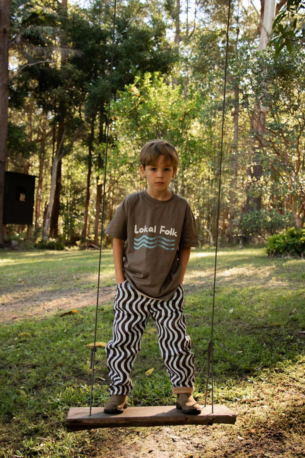 My World Reversible Tee Charcoal/Sand - LOKAL FOLK