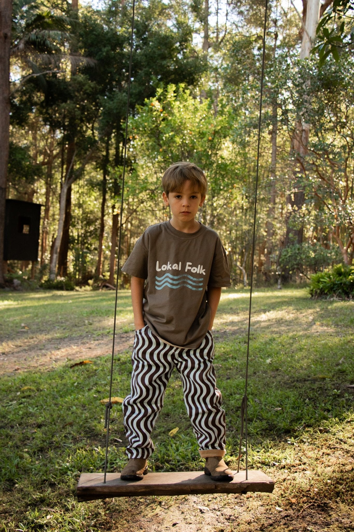 My World Reversible Tee Charcoal/Sand - LOKAL FOLK
