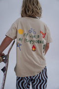 My World Reversible Tee Charcoal/Sand - LOKAL FOLK